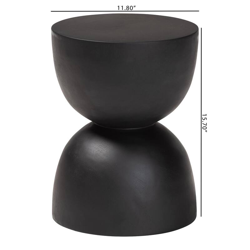 Nomiki Solid Suar Wood Side Table - Hand-Carved Sculptural End Table with Hourglass Design, Modern Boho Style