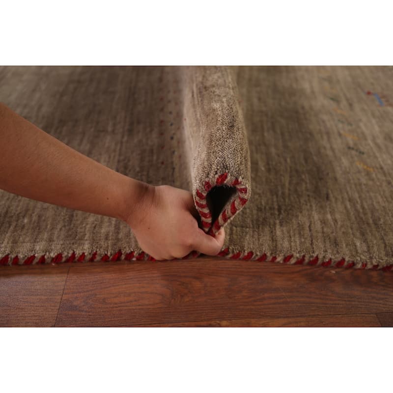 Brown Tribal Gabbeh Area Rug Handmade Wool Carpet - 8'0"x 9'8"
