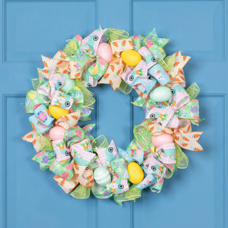 Pastel Easter Egg and Ribbons Wreath - 22"