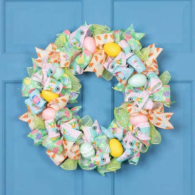 Pastel Easter Egg and Ribbons Wreath - 22"