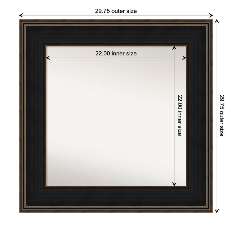 Mezzanine Espresso Framed Non-Beveled Custom Wall Mirror, Bathroom Vanity Mirror - Outer Size: 29.75 x 29.75