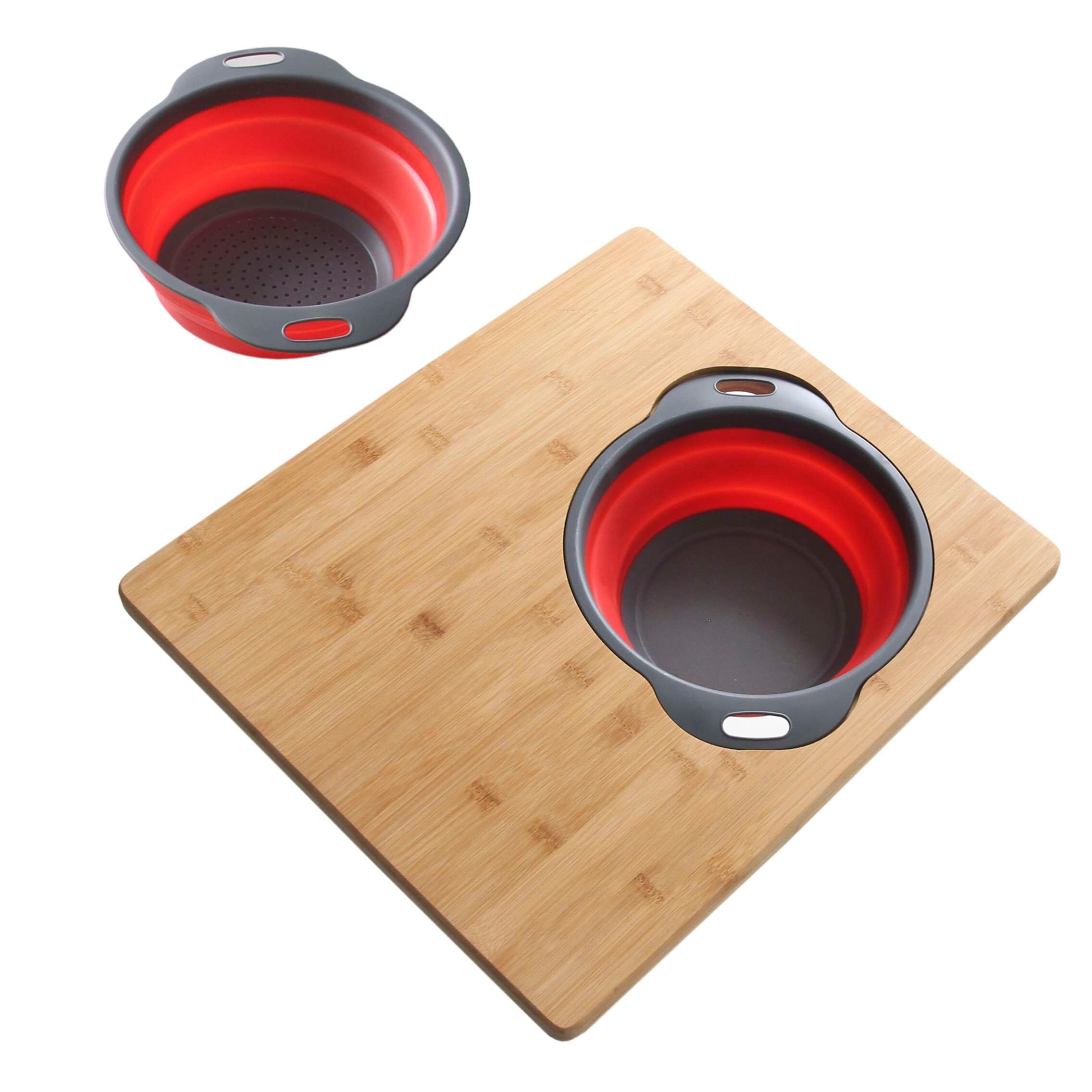 STYLISH Bamboo Over the Sink Cutting Board with Collapsible Bowl and  Collander - 15.875 x 18 - On Sale - Bed Bath & Beyond - 32027155
