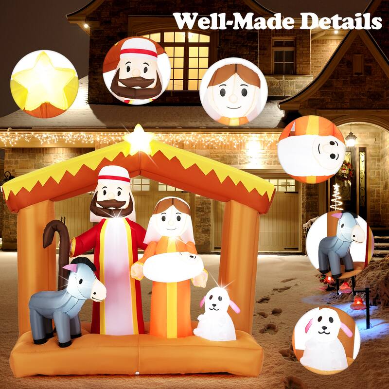 Multi-Color Polyester Christmas Inflatable Nativity Scene with LED Lights