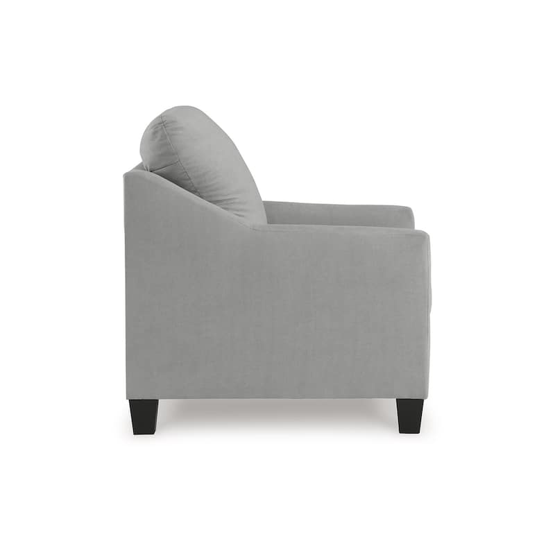 Lebo Accent Armchair, 34 Inch, Sloped Armrests, Light Gray Polyester