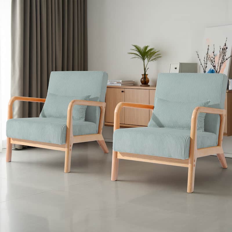 Set of 2 Mid-Century Upholstered Accent Chair with Cushion