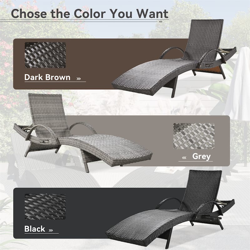 80'' Outdoor Wicker Chaise Lounge Chairs Set of 2