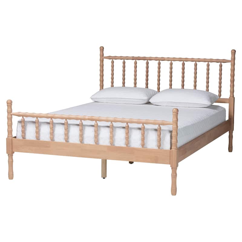 Laurent Bamboo-Style 4-Piece Bedroom Set - Spindle Platform Bed with Matching Dresser, Chest, and Nightstand, Queen