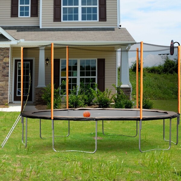 AOOLIVE 14FT Trampoline with Basketball Hoop Inflator Ladder