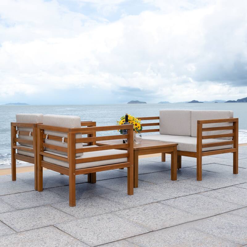 SAFAVIEH Outdoor Samira 4-Piece Outdoor Set - 26W x 26D x 49H