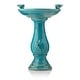 preview thumbnail 2 of 10, Alpine Corporation 25" Tall Outdoor Ceramic Antique Pedestal Birdbath with 2 Bird Figurines, Garden Bird Bath Bowl, Turquoise