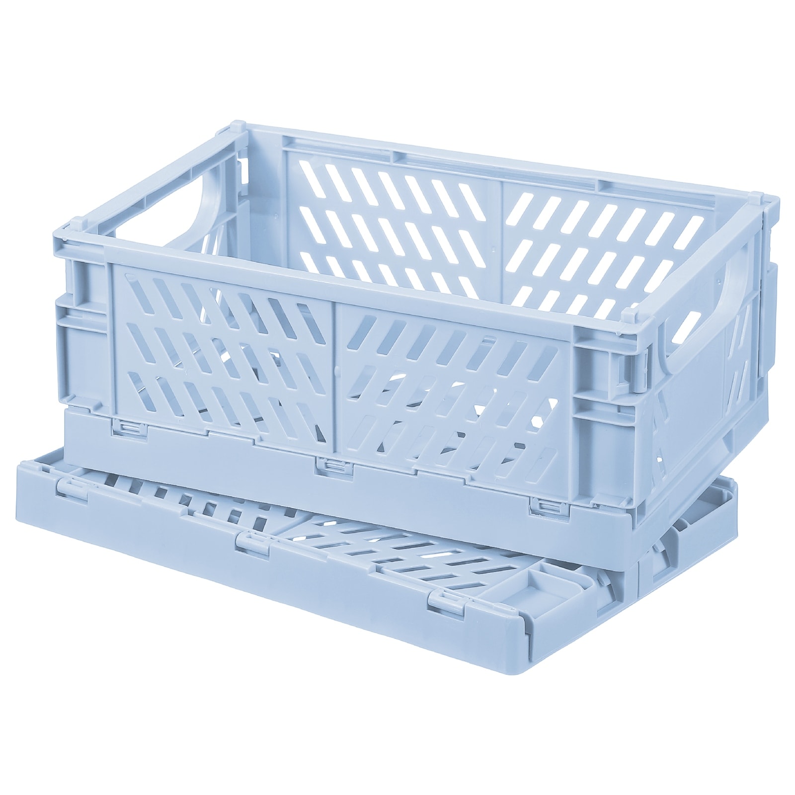 Stackable Foldable Handle Storage Basket, 2 Piece Set - Bed Bath