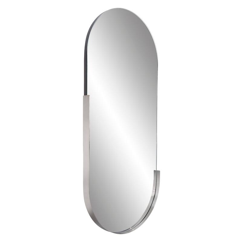 Allan Andrews Partial Stainless Steel Framed Capsule Wall Mirror - 18"W x 40"H