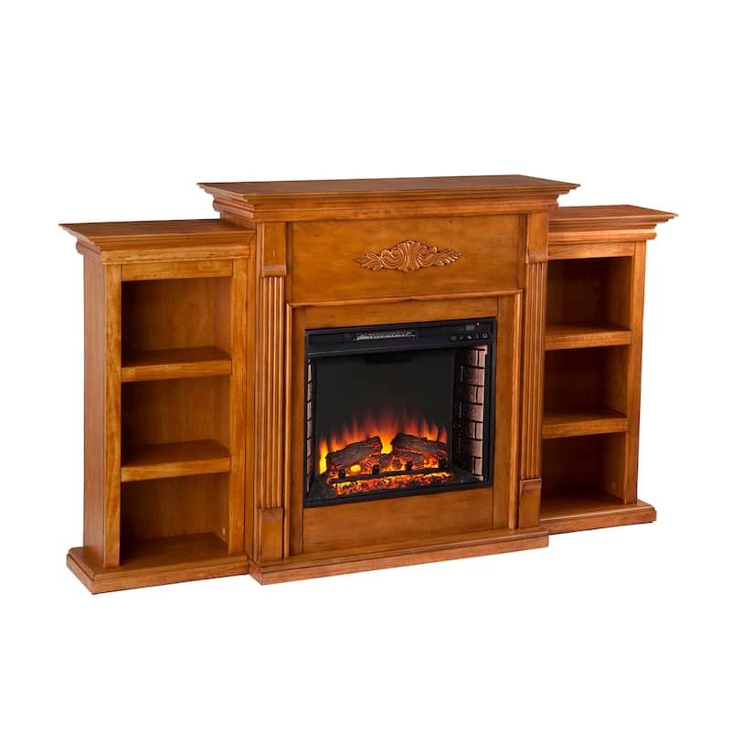 SEI Furniture Jennifer Electric Fireplace and Mantel with Bookshelves