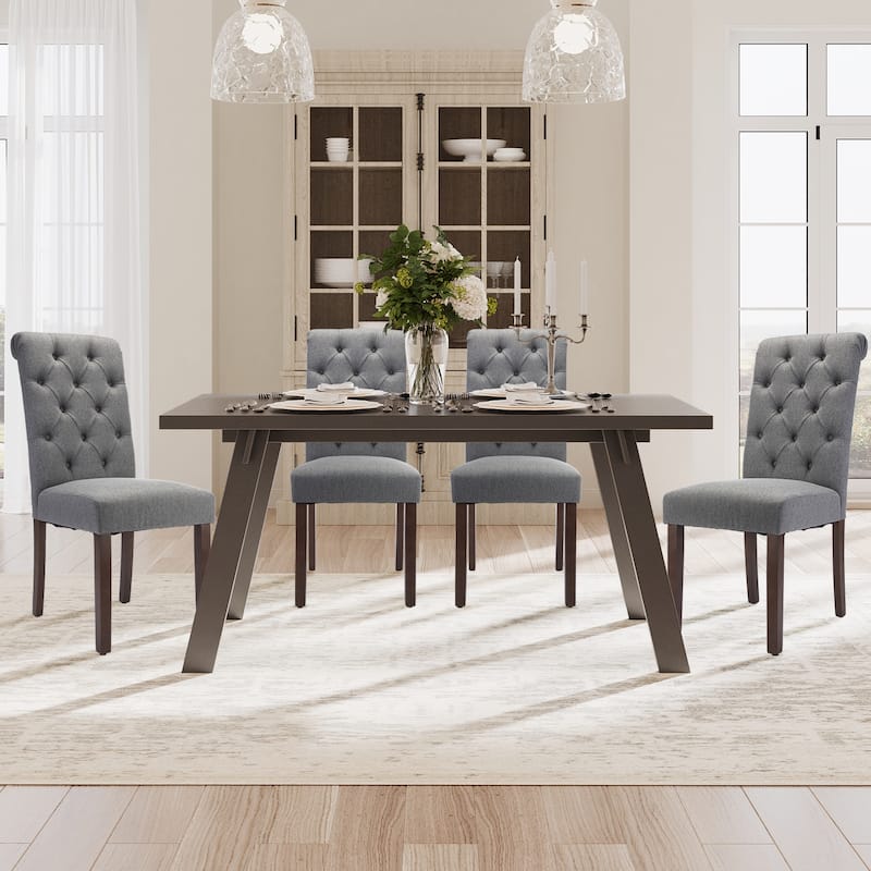 Tufted Parsons Dining Chairs - Velvet-Like Upholstery & Padded Seats for Kitchen & Dining Room