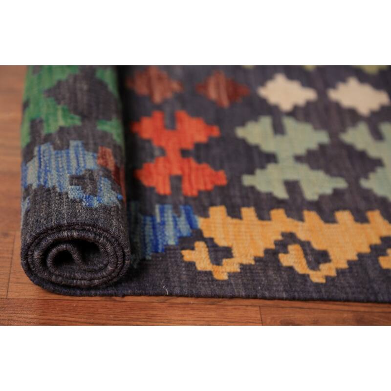Kilim Area Rug Hand-Woven Living Room Wool Carpet - 10'0"x 13'1"
