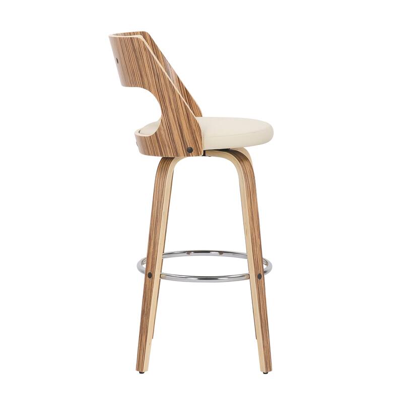 Carson Carrington Alingsas 30" Fixed-Height Bar Stool with Bent Wood Legs & Round Footrest (Set of 2)