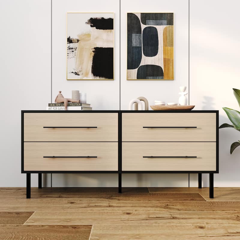 CraftPorch Mid-Century 4-pieces Wooden Bedroom Set