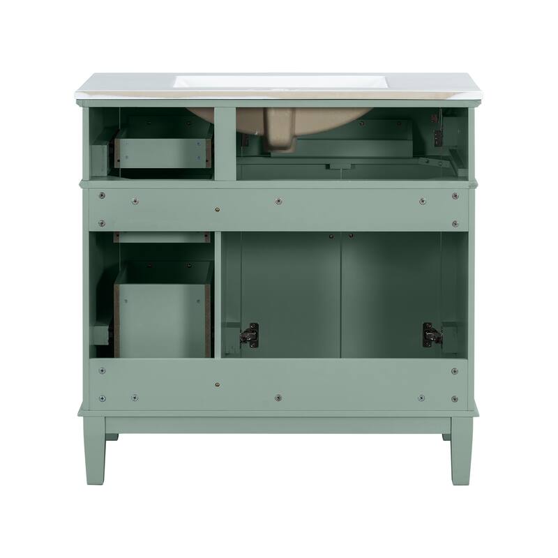 Bathroom Vanity with Sink Combo, Bathroom Cabinet with 2 Soft Close Doors and 4 Drawers, Vanity Set with Tip-Out Drawer