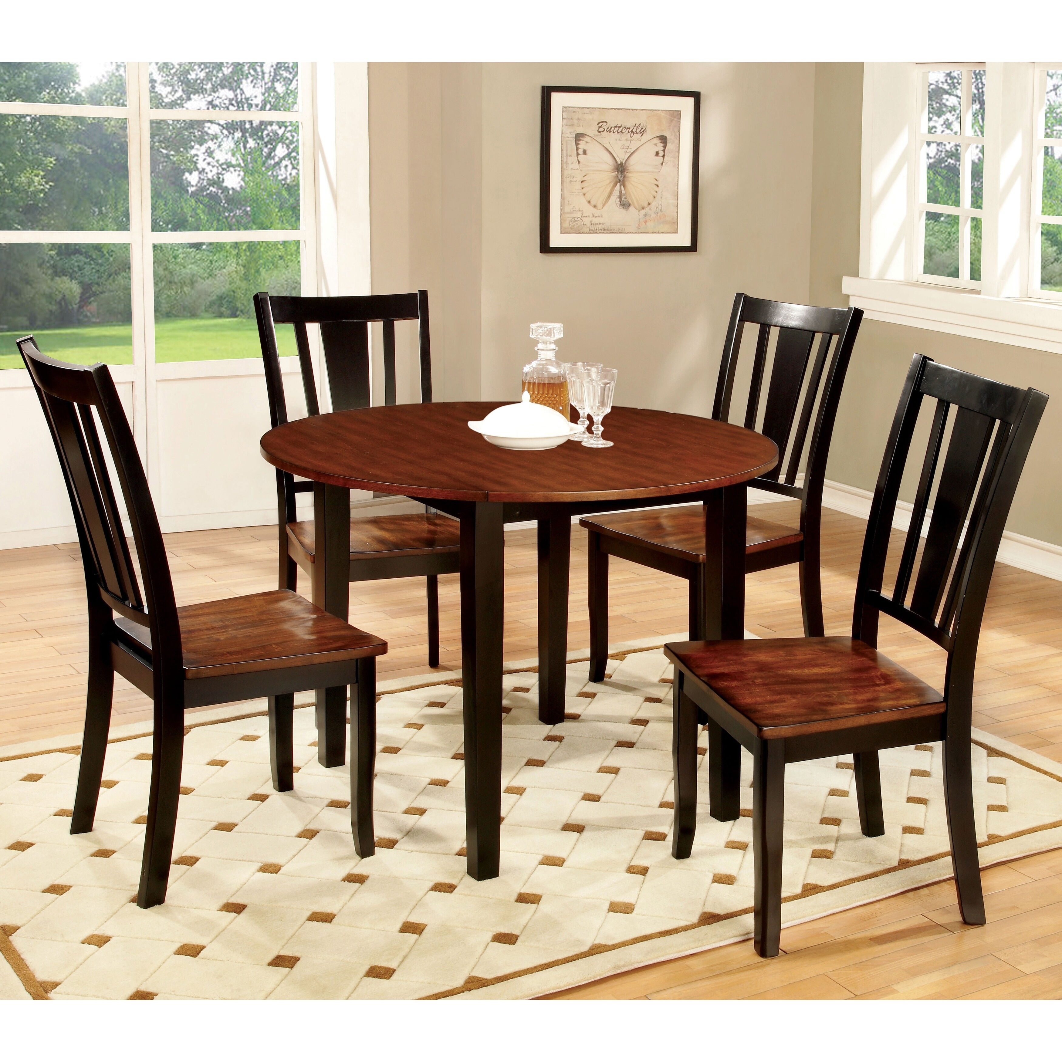 Furniture Of America Betsy Jane 5 Piece Country Style Round Dining Set Overstock 20831139