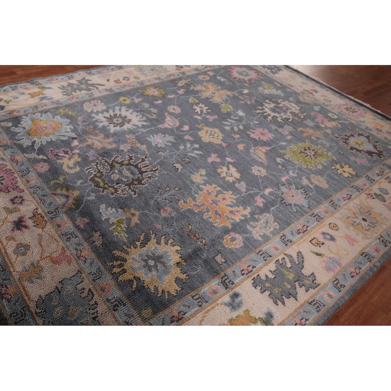 All-Over Floral Oushak Indian Area Rug Handmade Wool Carpet - 8'0"x 9'10"