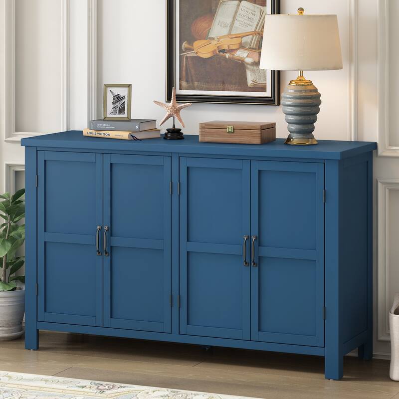 4-Door Storage Sideboard with Adjustable Shelves and Retro Atimon Handles ,Ample Storage,Pinewood Legs