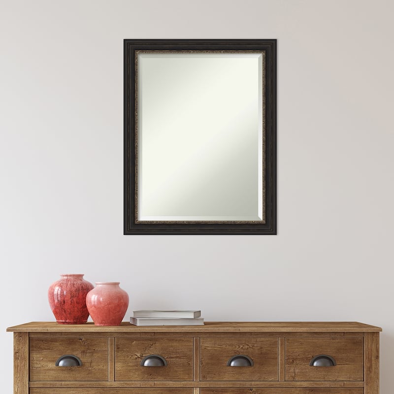Beveled Bathroom Wall Mirror - Accent Bronze Narrow Frame