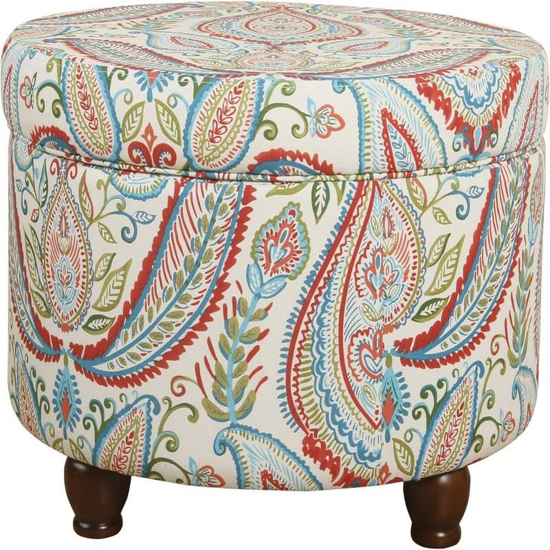 Upholstered Round Storage Ottoman Large