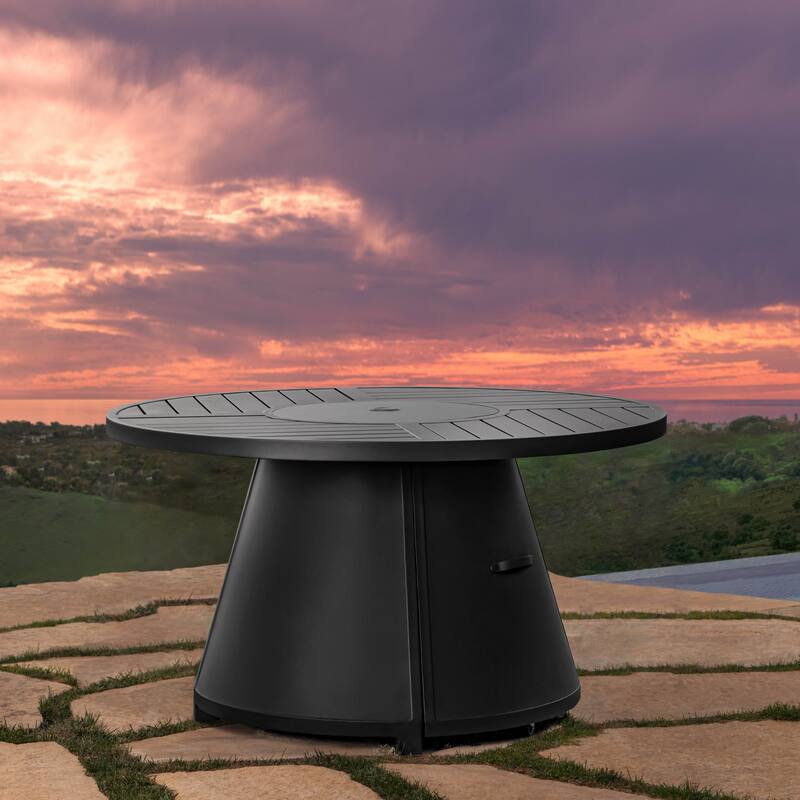 Abbyson Santorini Black Outdoor Fire Table