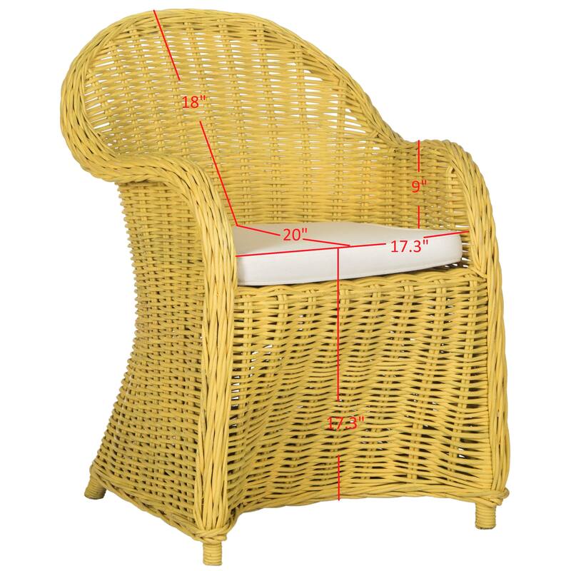 SAFAVIEH Sinja Yellow Rattan Club Chair - 24" x 26" x 35" - 24Wx26Dx35H