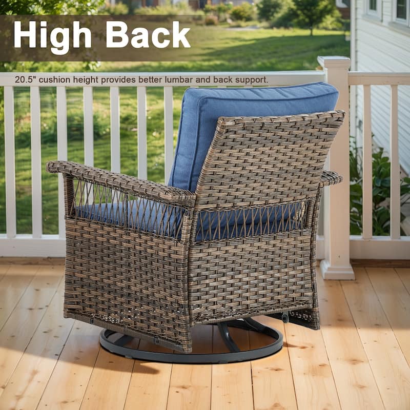 Gymojoy 2 Pieces Patio Swivel Rocker Wicker Chairs