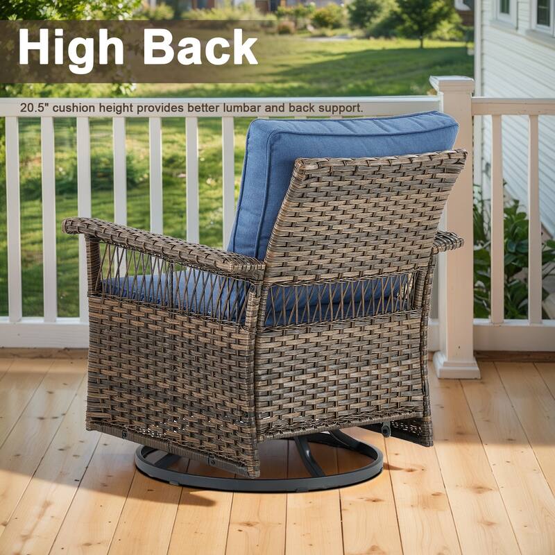 Gymojoy Patio Sectional Outdoor Sofa with Swivel Chair Table and Ottoman - Brown
