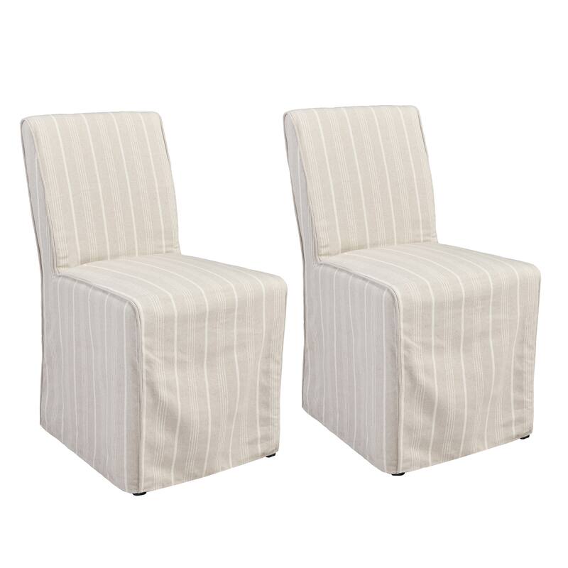 Classic Home Amaya Upholstered Fabric Dining Chair in Beige (Set of 2)