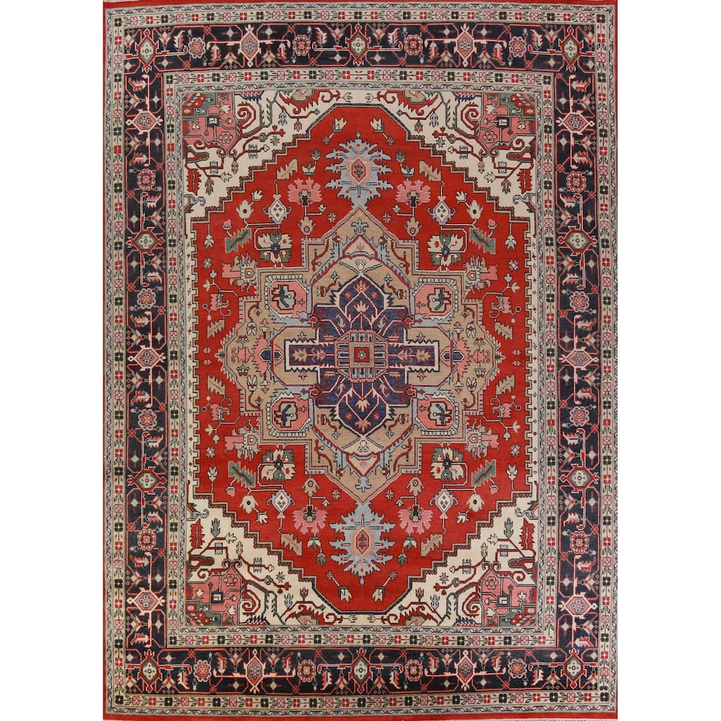 Hand Knotted Oriental 100% Wool Carpet Traditional Medallion Red Heriz (serapi) Area Rug - 15' 2'' X 11' 8''