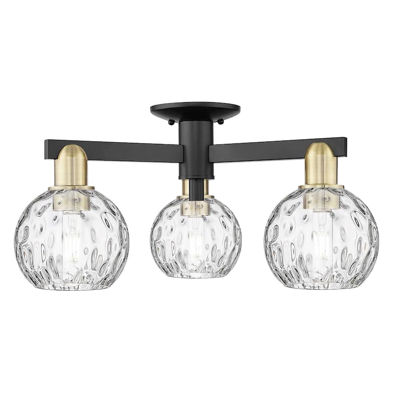 Innovations Lighting 716-3F-10-24 Athens Water Glass Semi-Flush Athens - Black Antique Brass / Clear Water Glass
