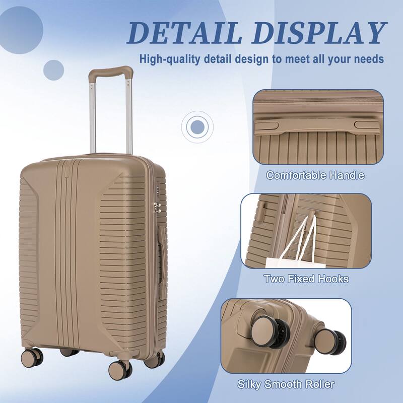 20"/24"/28" 3 pcs/set in PP Spinner Wheel Luggage, Carry on Suitcase, Matching Color, Combination Lock
