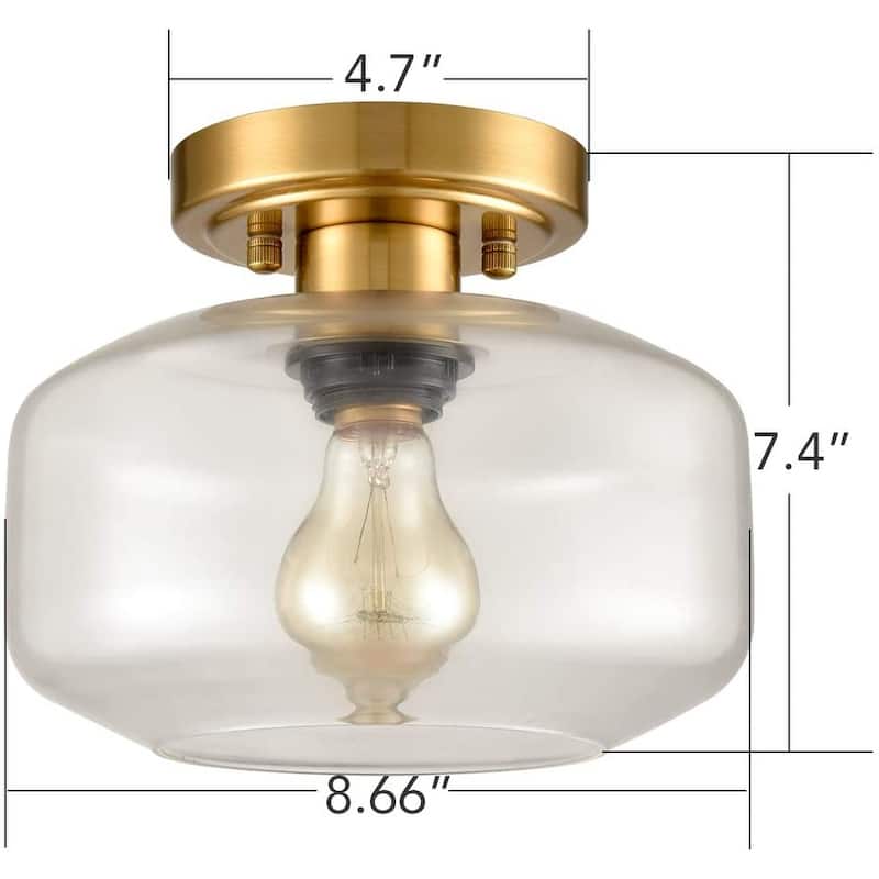 Gaeta Modern Semi Flush Ceiling Lights Open Glass Drum Shade 1-Light