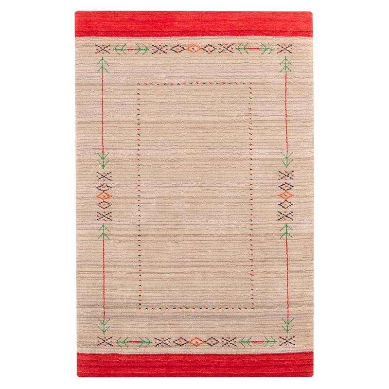 ECARPETGALLERY Hand Loomed Kashkuli Gabbeh Tan Wool Rug - 3'0 x 4'9