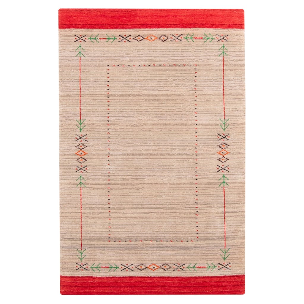 ECARPETGALLERY Hand Loomed Kashkuli Gabbeh Tan Wool Rug - 3'0 x 4'9
