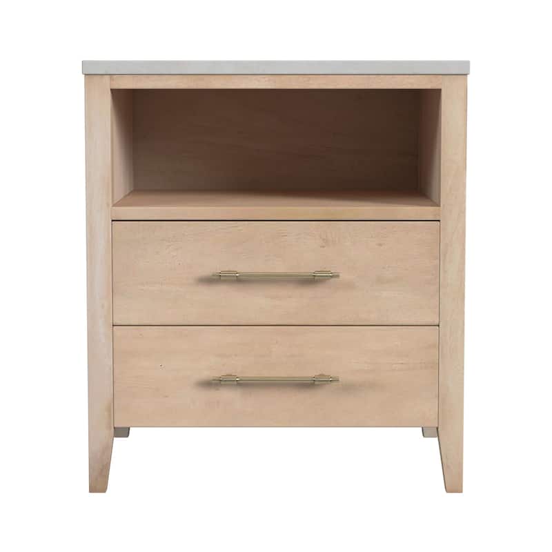 Mayfair 2 Drawer Wood and Marble Nightstand