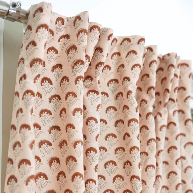 Fabdivine Block Print Curtain or Drape Decorative Home Accent Bed or Living Room