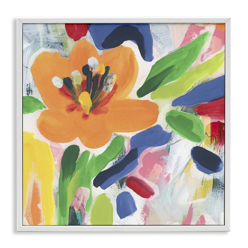 Stupell Blossoms in Rich Hues Framed Giclee Art Design By June Erica Vess - 12 x 12 - White