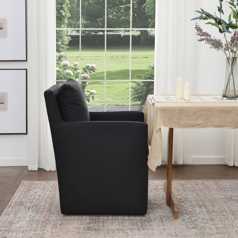KINWELL 25" Performance Fabric Upholstered Rolling Dining Armchair