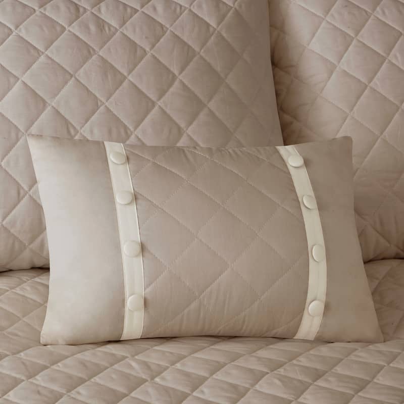 Madison Park Levine Cotton 4-Piece Bedspread Quilt Set with Shams and Throw Pillows