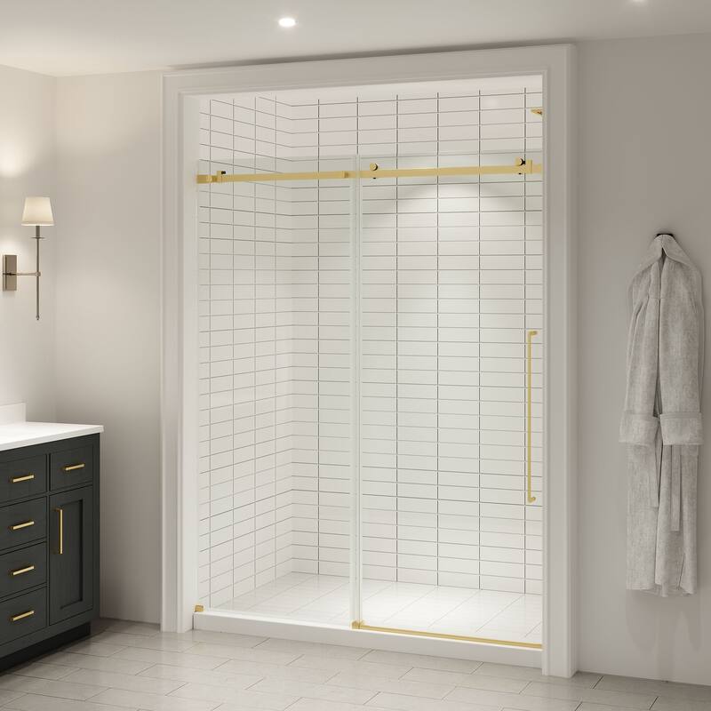 Selby Frameless Sliding Clear Alcove Shower Door - 60" - Gold