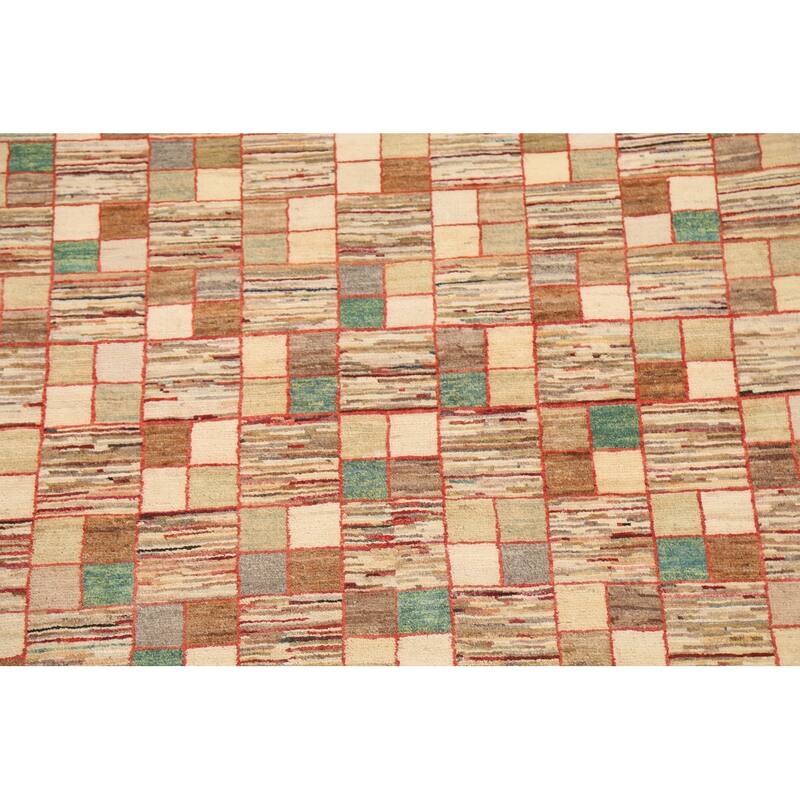 Geometric Gabbeh Kashkoli Oriental Wool Area Rug Hand-knotted Carpet - 3'3" x 4'11"