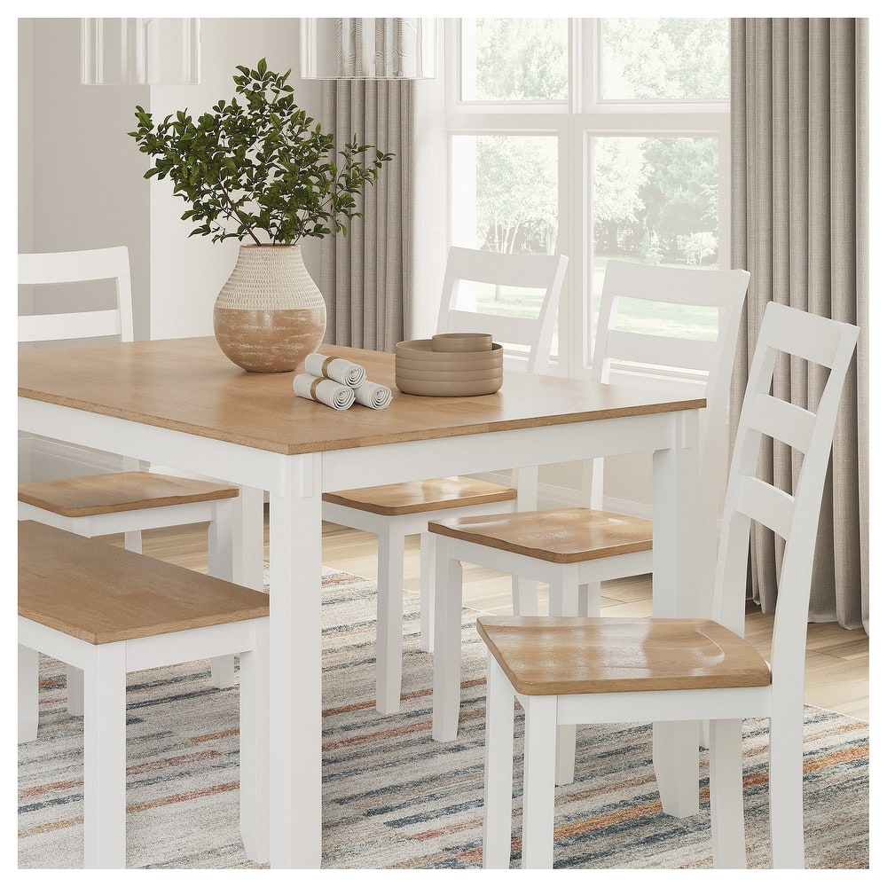 Signature Design by Ashley Gesthaven Dining Table with 4 Chairs and Bench (Set of 6)