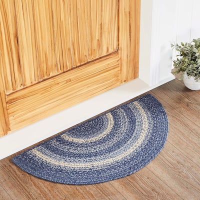 Great Falls Blue Jute Rug Half Circle w/ Pad 16.5x33 - 16.5" x 33" Half Circle