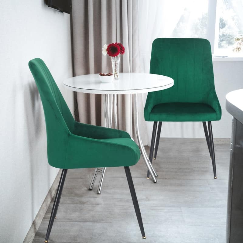 Adeco Set of 2 Accent Dining Chairs, Modern Elegant Velvet Chair