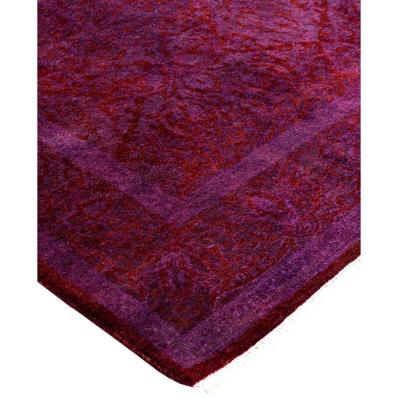 Overdyed One-of-a-Kind Hand-Knotted Area Rug - Purple - 3' 9" x 4' 2"