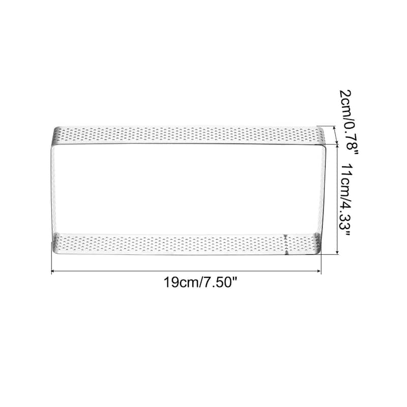 2pcs Stainless Steel Cake Mold Rings 7.5" x 4.3" Rectangular Cake Mousse Ring - Silver - Silver